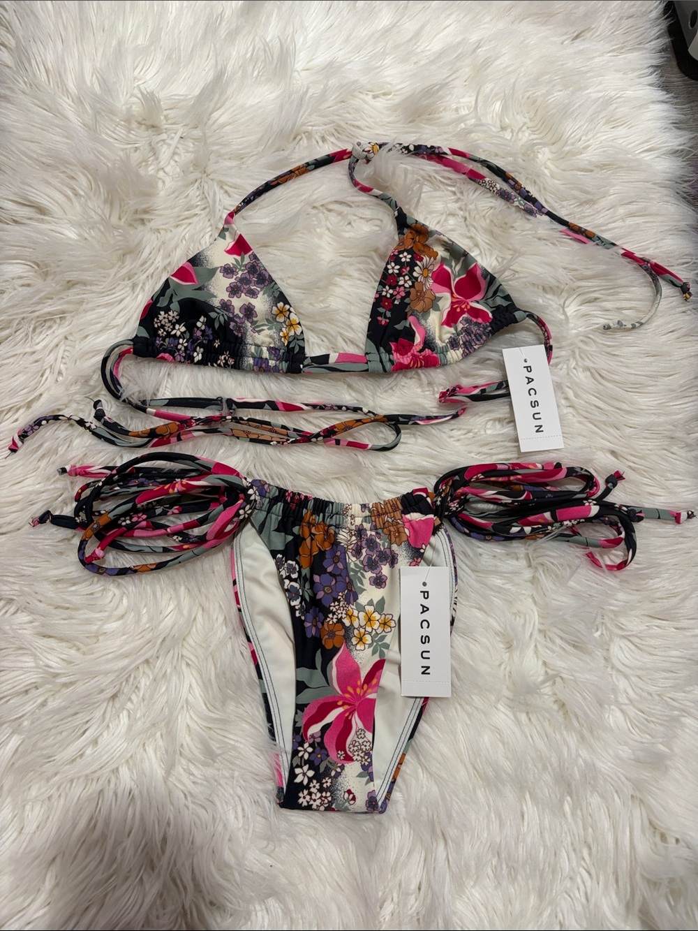 PacSun Pink Multi Floral Tie-Side Bikini